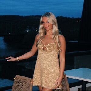 For Love & Lemons Glitter Slip Dress